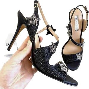 International concepts celestial heels black sparkles stars & Moon size 91/2